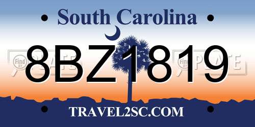 8BZ1819 South Carolina License Plate