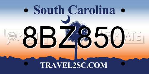 8BZ850 South Carolina License Plate