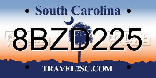 8BZD225 South Carolina License Plate