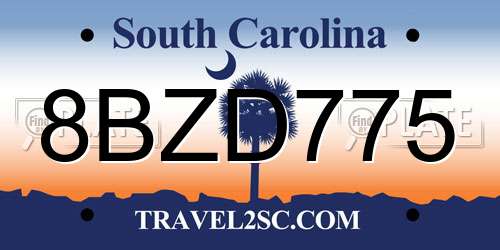 8BZD775 South Carolina License Plate
