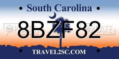8BZF82 South Carolina License Plate