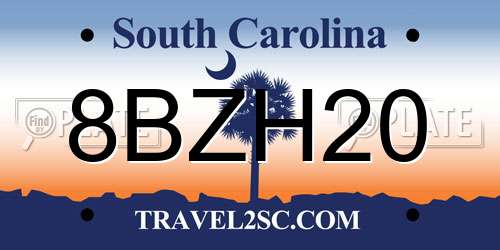 8BZH20 South Carolina License Plate