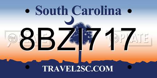 8BZI717 South Carolina License Plate