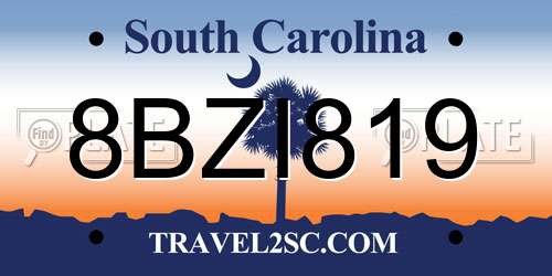 8BZI819 South Carolina License Plate