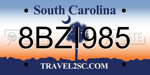 8BZI985 South Carolina License Plate