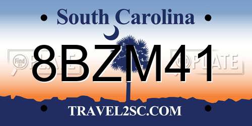 8BZM41 South Carolina License Plate
