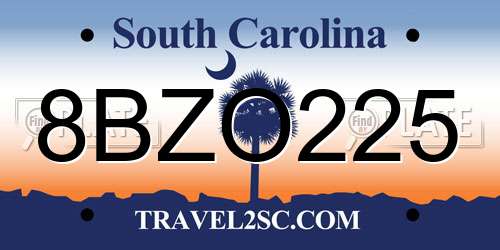 8BZO225 South Carolina License Plate