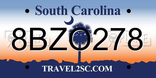 8BZO278 South Carolina License Plate