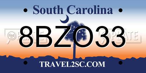 8BZO33 South Carolina License Plate