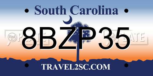 8BZP35 South Carolina License Plate