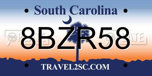 8BZR58 South Carolina License Plate
