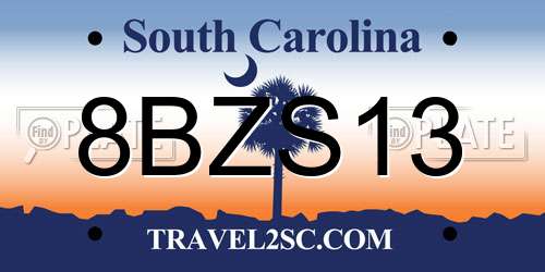 8BZS13 South Carolina License Plate
