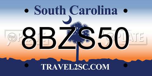 8BZS50 South Carolina License Plate
