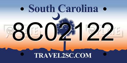 8C02122 South Carolina License Plate