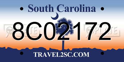 8C02172 South Carolina License Plate