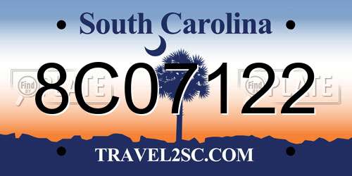 8C07122 South Carolina License Plate
