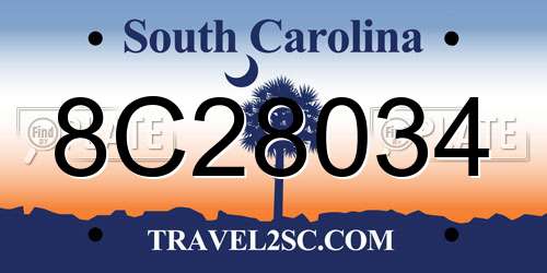 8C28034 South Carolina License Plate