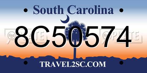 8C50574 South Carolina License Plate