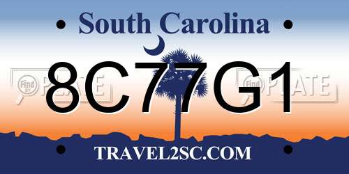 8C77G1 South Carolina License Plate