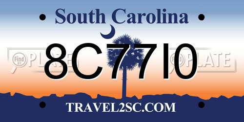 8C77I0 South Carolina License Plate