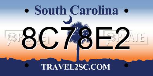 8C78E2 South Carolina License Plate