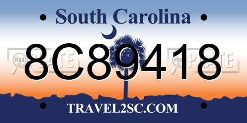 8C89418 South Carolina License Plate