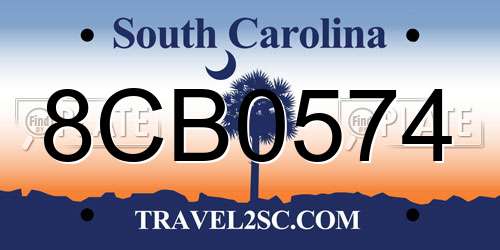 8CB0574 South Carolina License Plate