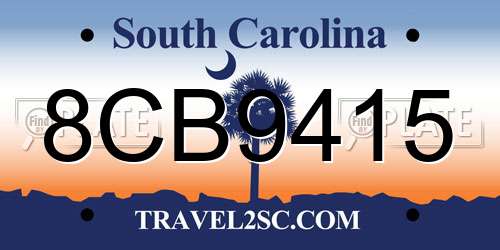 8CB9415 South Carolina License Plate