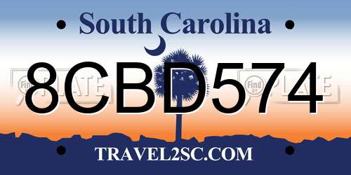 8CBD574 South Carolina License Plate