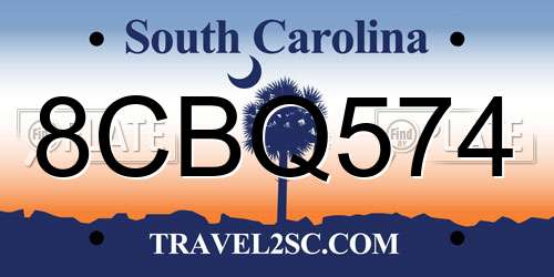8CBQ574 South Carolina License Plate