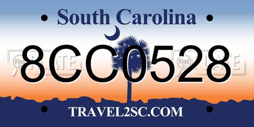 8CC0528 South Carolina License Plate