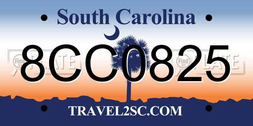 8CC0825 South Carolina License Plate