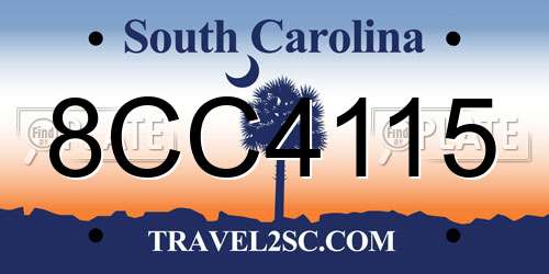 8CC4115 South Carolina License Plate