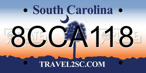 8CCA118 South Carolina License Plate