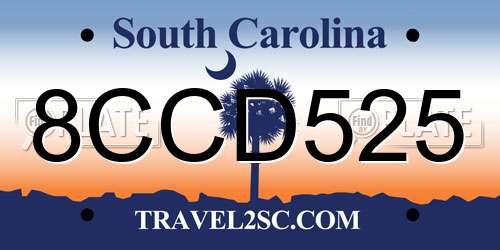 8CCD525 South Carolina License Plate