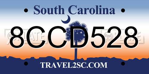 8CCD528 South Carolina License Plate