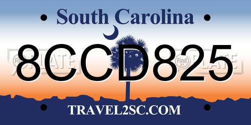 8CCD825 South Carolina License Plate