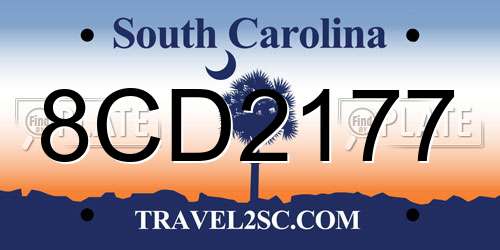 8CD2177 South Carolina License Plate
