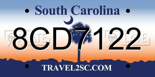 8CD7122 South Carolina License Plate
