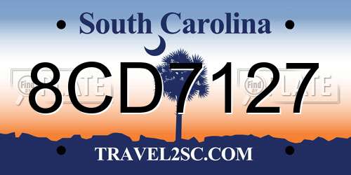 8CD7127 South Carolina License Plate