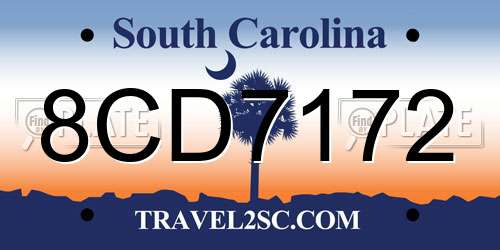 8CD7172 South Carolina License Plate