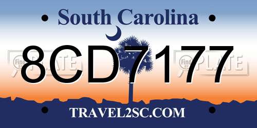 8CD7177 South Carolina License Plate