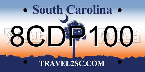8CDP100 South Carolina License Plate