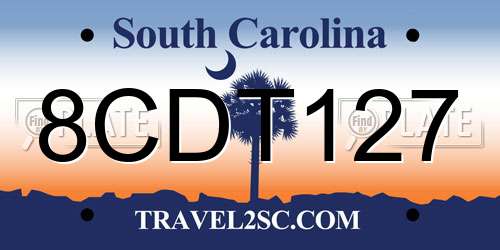 8CDT127 South Carolina License Plate