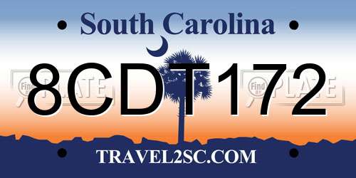 8CDT172 South Carolina License Plate
