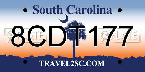 8CDT177 South Carolina License Plate