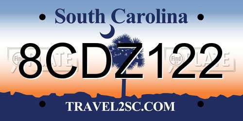 8CDZ122 South Carolina License Plate