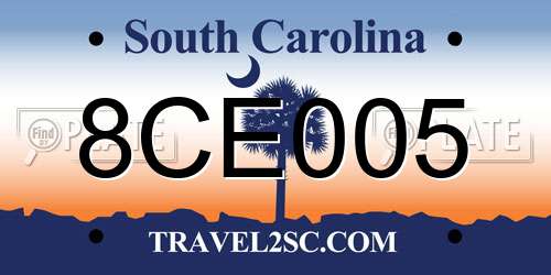 8CE005 South Carolina License Plate