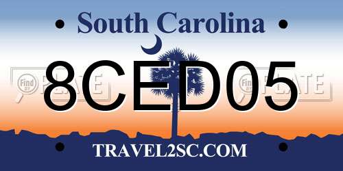 8CED05 South Carolina License Plate