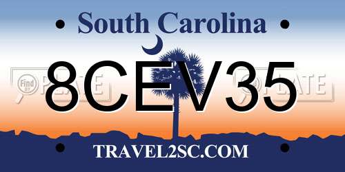 8CEV35 South Carolina License Plate